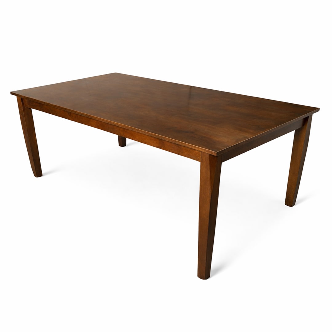 Modern 78.7 Inch Rectangular Dining Table, Dirty Oak Finish Solid Rubberwood