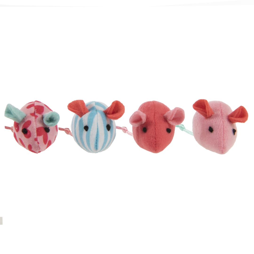 SmartyKat Skitter Mice (Set of 4) Valentine's Plush Catnip Cat Toys