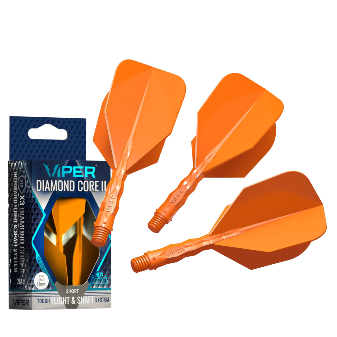 Viper Diamond Core II Integrated Dart Flight & Shaft System - Short Shaft, Standard Flight - Neon Orange