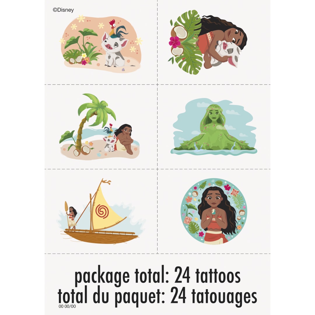 Disney Moana Tattoos, 24ct