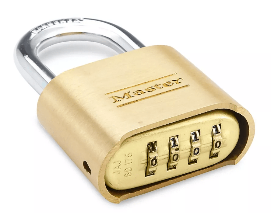 Master Lock Combo Brass Pad Lock, Resetable