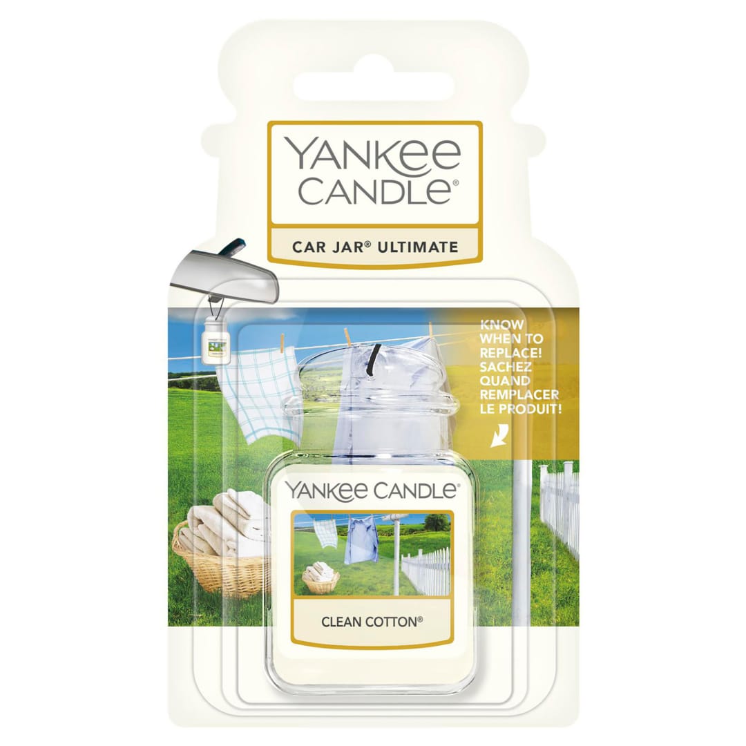 Yankee Candle Car Jar Ultimate Ambientador para coche | Algodón limpio | Dura hasta 4 semanas