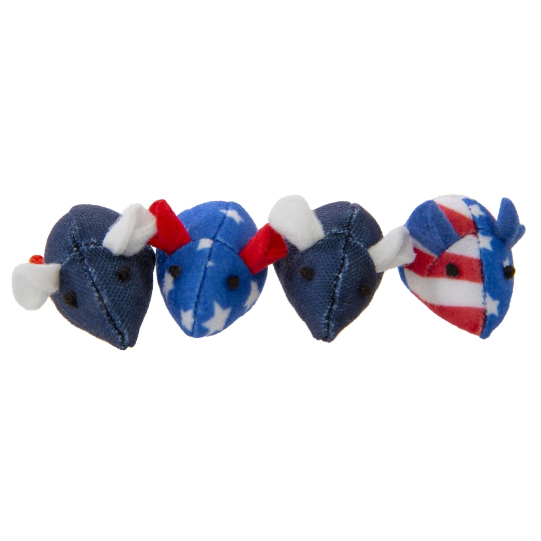 SmartyKat Skitter Mice (Set of 4) 4th of July Plush Catnip Cat Toys