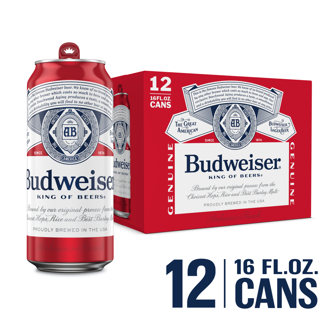 Budweiser American Lager Beer 12 Pack, 16 fl oz Cans