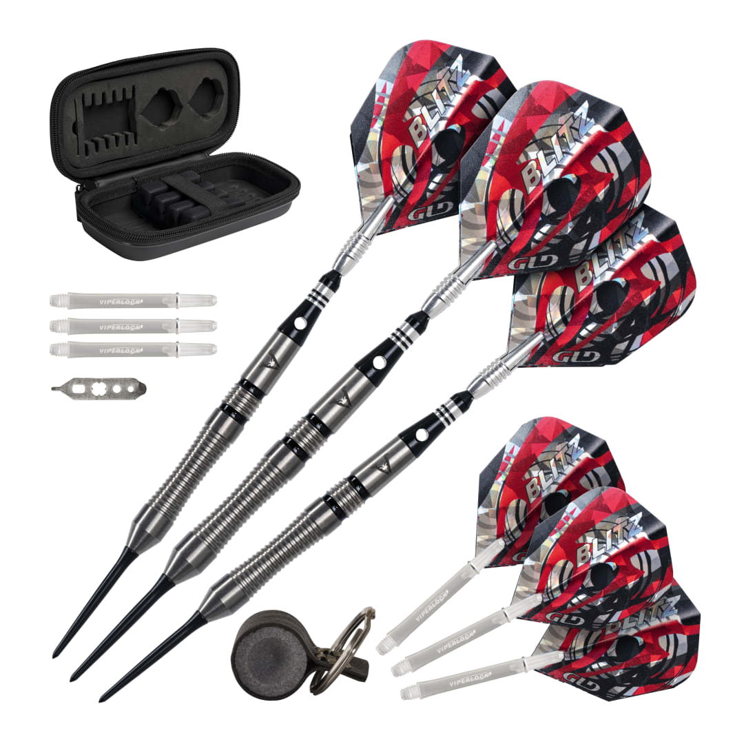 Viper Blitz 95% Tungsten Steel Tip Darts 22 Grams with Point Sharpener