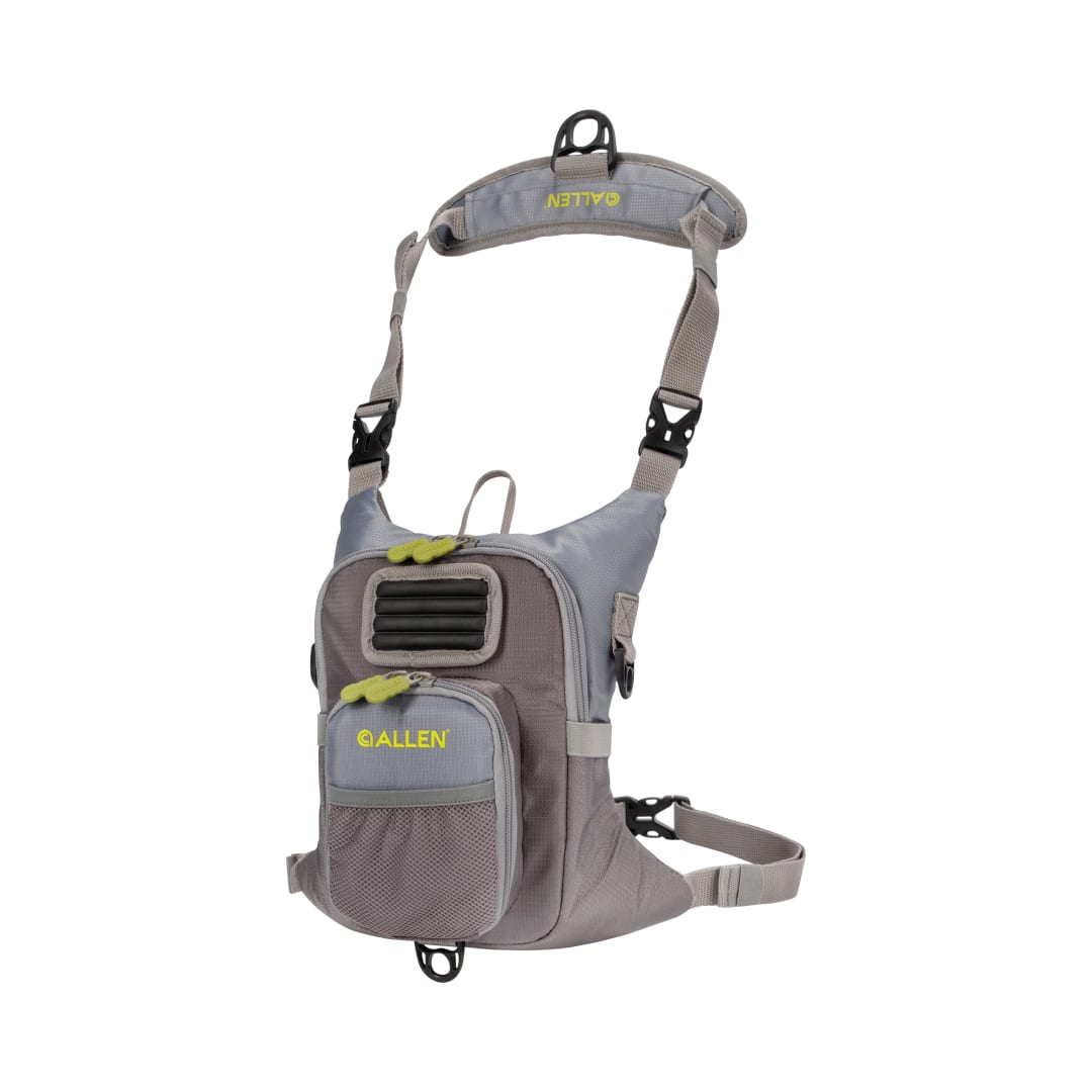 Allen Company Fall River Fly Fishing Waterproof Chest Pack, Fits up to 2 Tackle/Fly Boxes, Gray/Lime