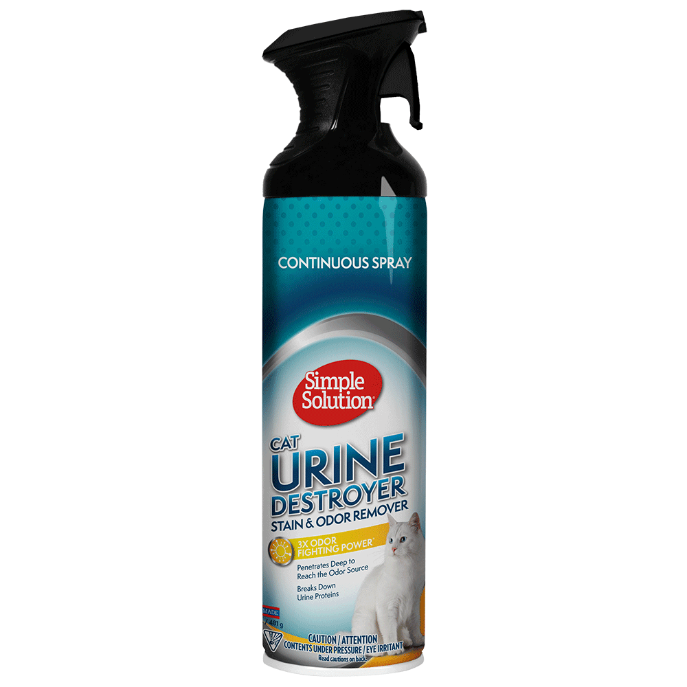 Simple Solution Cat Urine Destroyer | Continuous Spray Cat Stain and Odor Remover | Breaks Down Cat Urine to Neutralize Stain and Odor | Prevents Repeat Marking | 17 Ounces