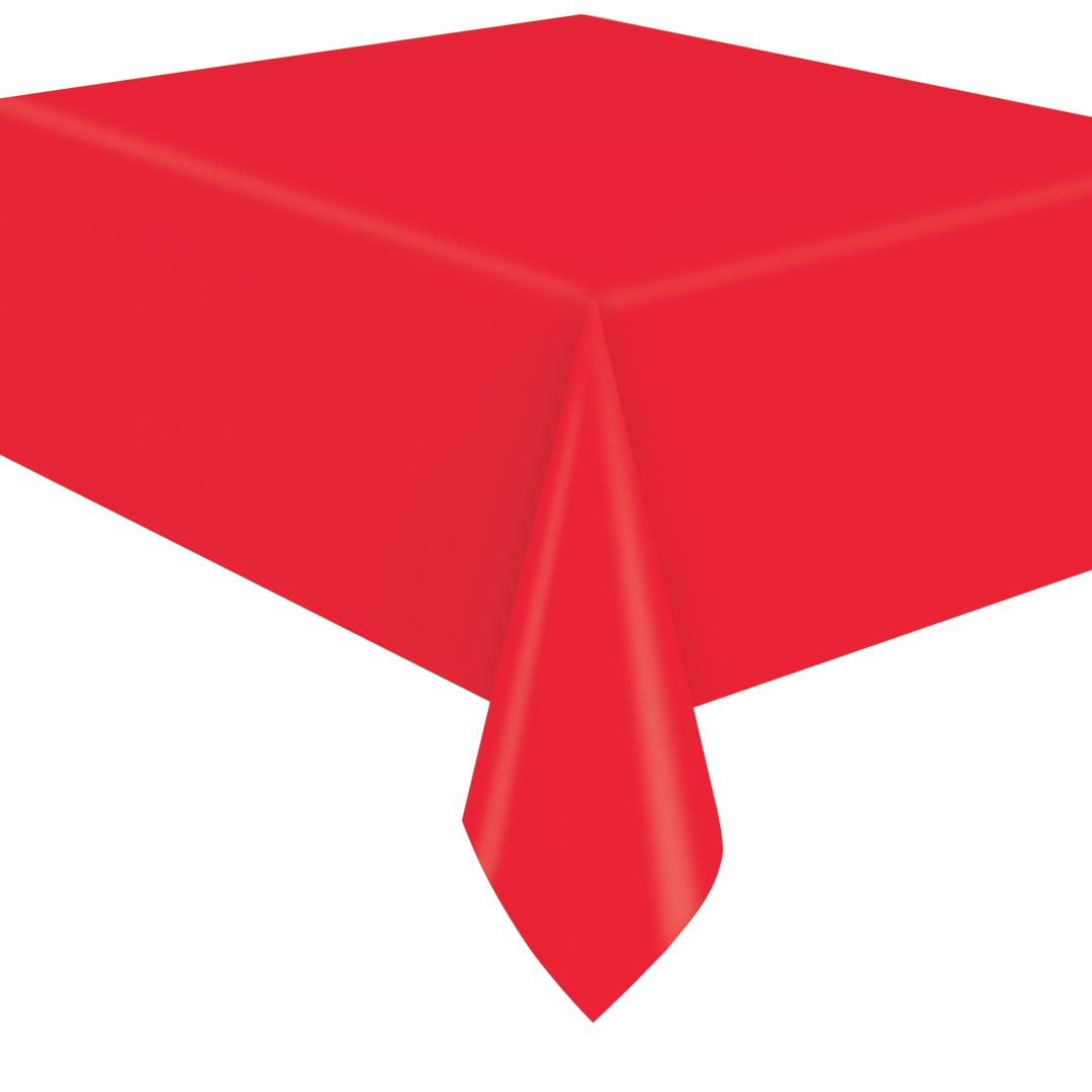 Ruby Red Solid Flannel-Backed Vinyl Table Cover, 54" x 108"