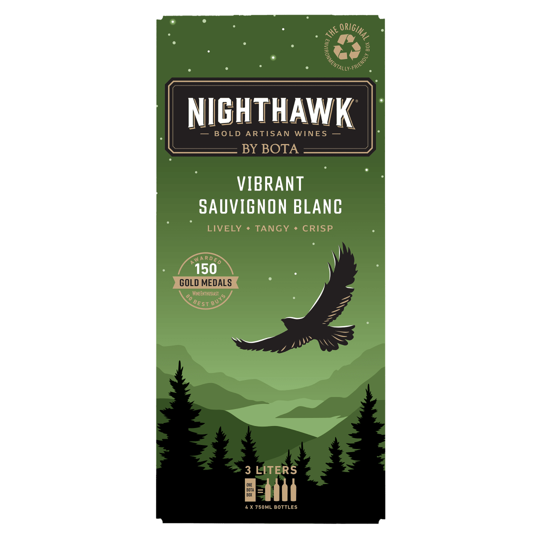 Nighthawk by Bota Box Vibrant Sauvignon Blanc White Wine, 3L (4 x 750mL Glass Bottles), 13.5% ABV