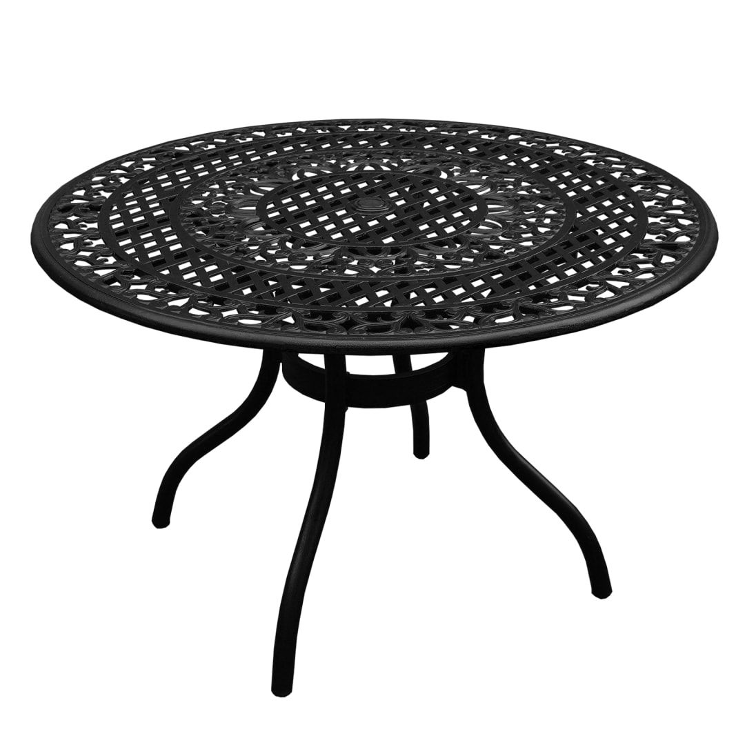 Ornate Outdoor Mesh Aluminum 48-in Black Round Patio Dining Table