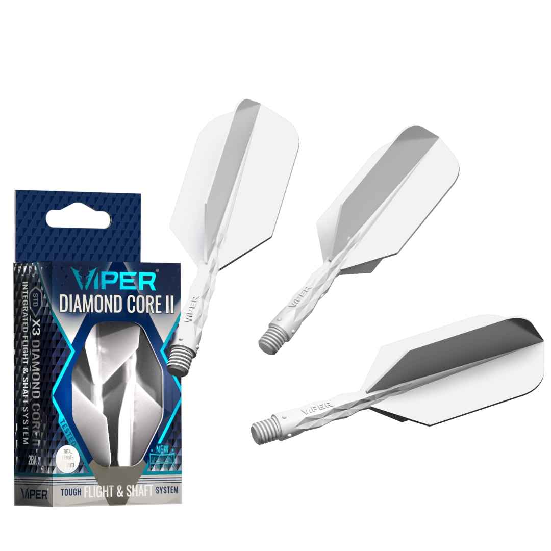 Viper Diamond Core II Integrated Dart Flight & Shaft System - Short Shaft, Slim Flight - White