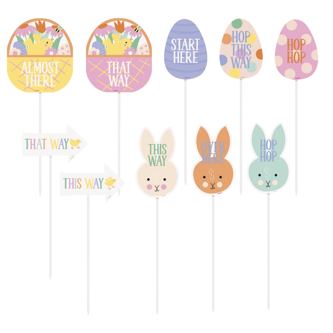 Playful Easter Egg Hunt Clue Signs, 10ct