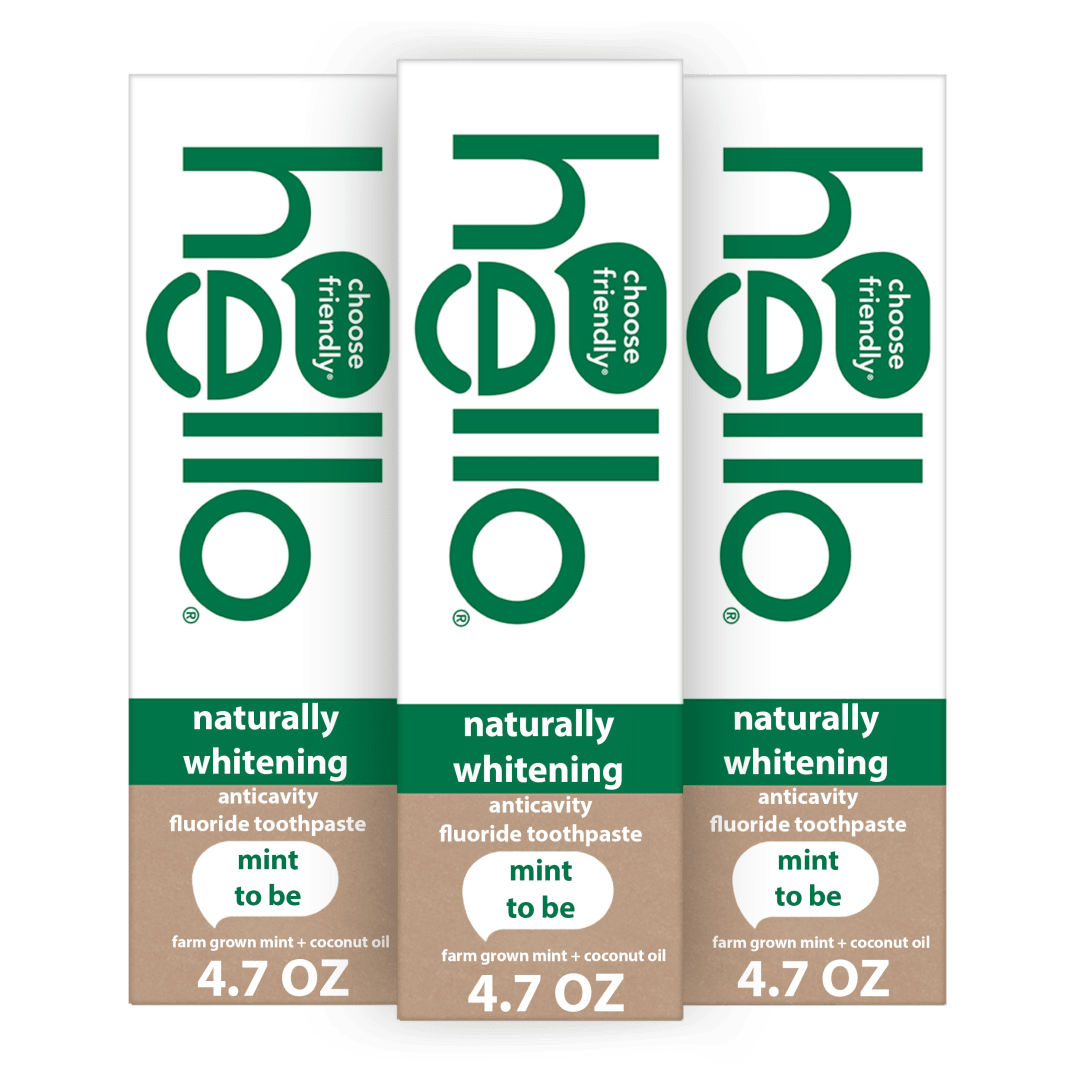hello Naturally Whitening Fluoride Toothpaste, Mint, 3 Pack, 4.7 Oz Tubes