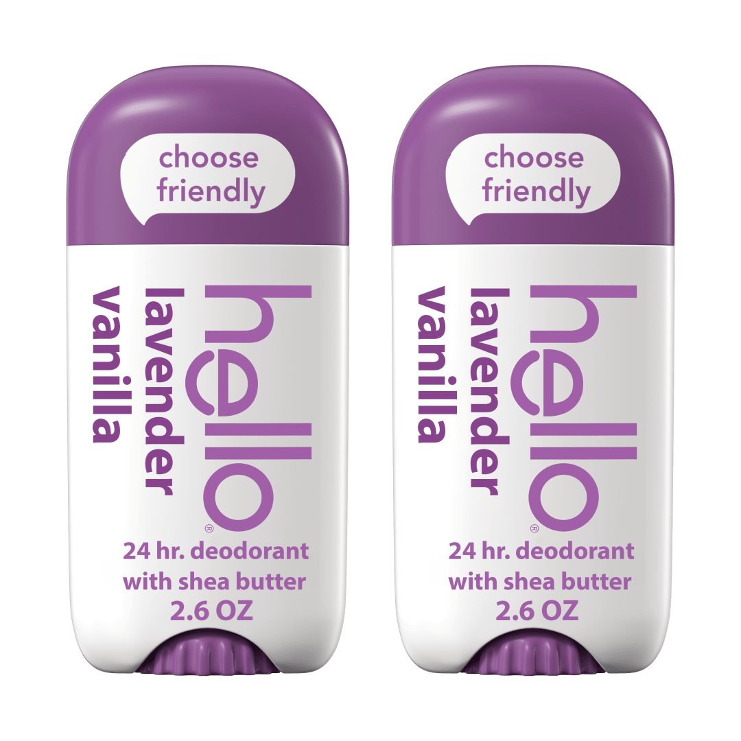 hello Lavender Vanilla Aluminum Free Deodorant for Women and Men with Shea Butter, 24-Hour Freshness, Baking Soda Free Deodorant, Dermatologically Tested, 2.6 oz Stick (2 Pack)