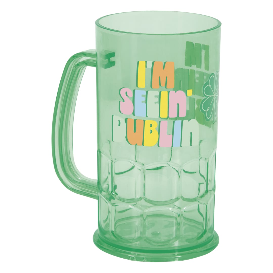 St. Patty's Day "I'm Seein' Dublin" Green 16oz Reusable Plastic Stein Mug
