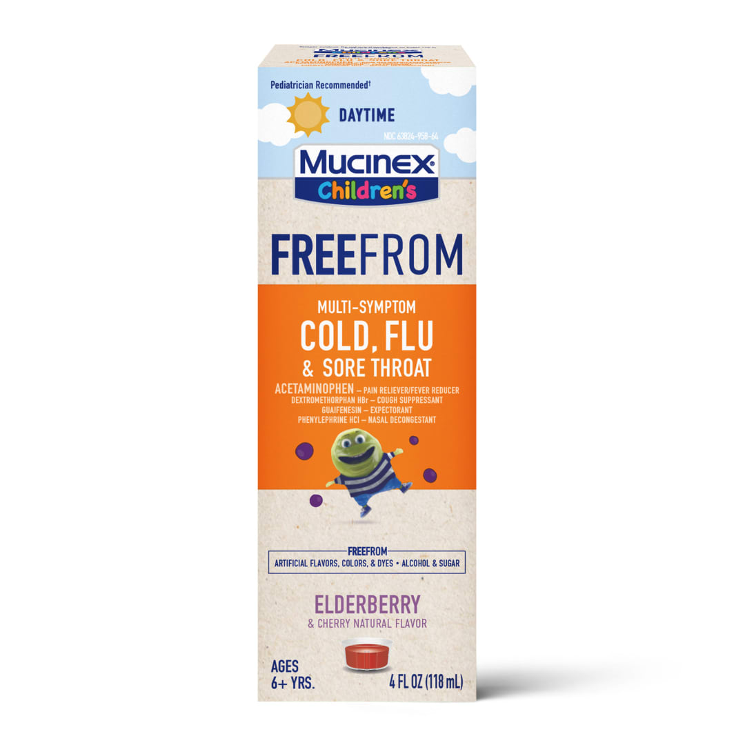 MUCINEX® Children's Liquid - Free From Multi-Symptom Cold & Sore Throat 6/4 oz.