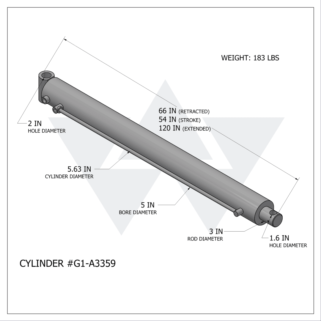 Galbreath™ Hydraulic Cylinder (5" X 3" X 54")