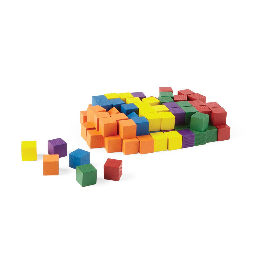 CUBES, WOOD, COLOR 1" SET/100
