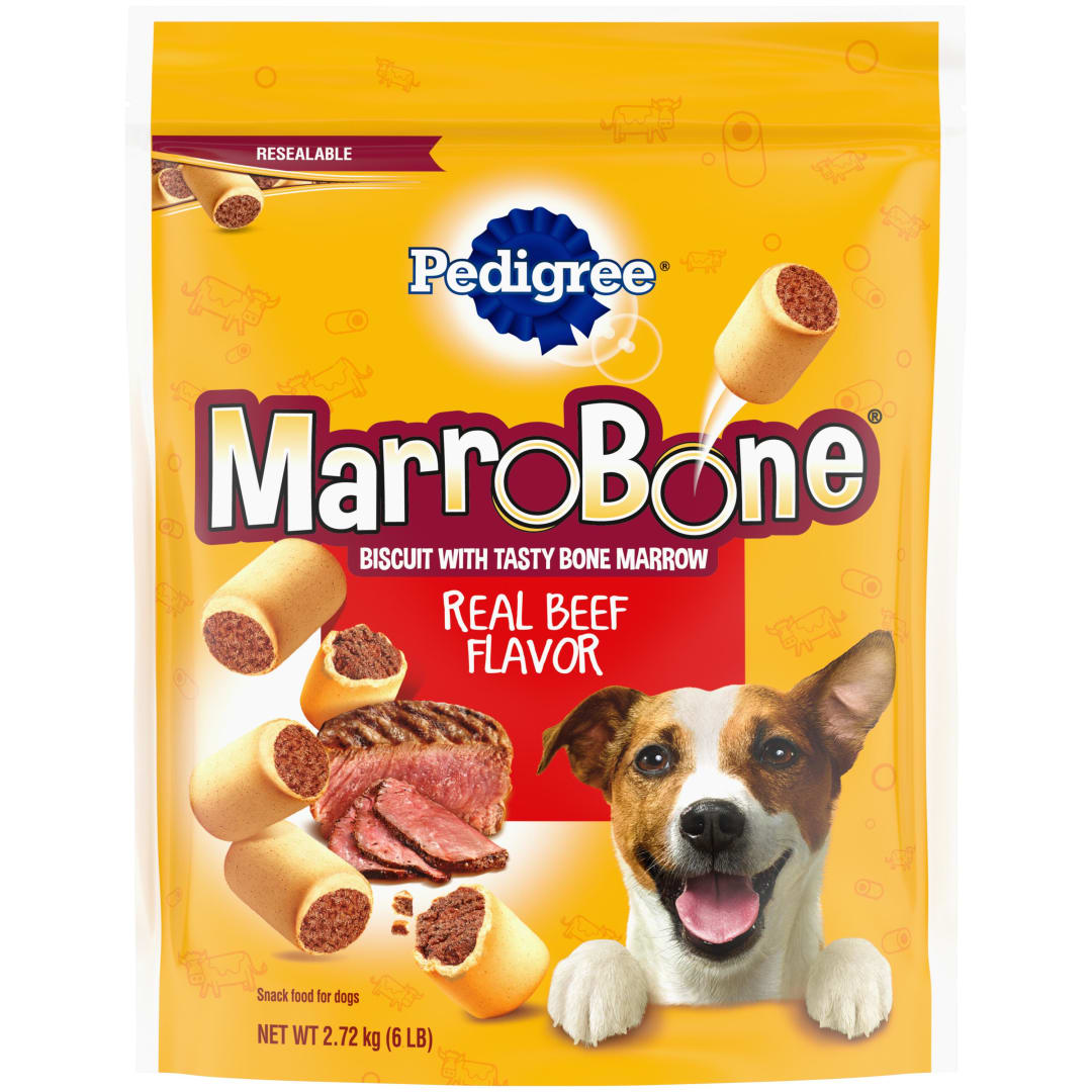 PEDIGREE MARROBONE Dog Treats Real Beef Flavor Crunchy Dog Biscuit, 6 lb. Pack