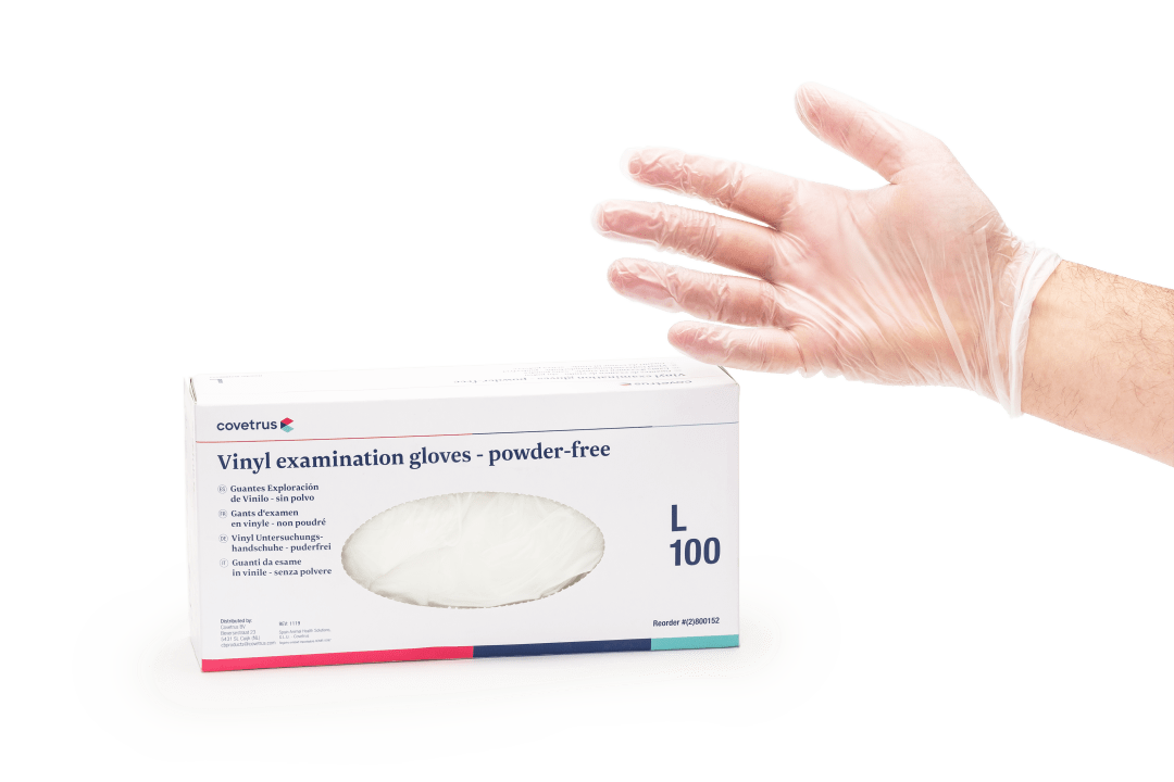 Covetrus Powder-Free Vinyl Examination Glove, White, Large