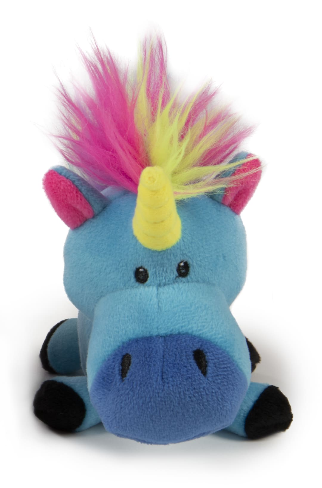 goDog Unicorns with Chew Guard Technology Durable Plush Dog Toy with Squeaker, Blue, Small