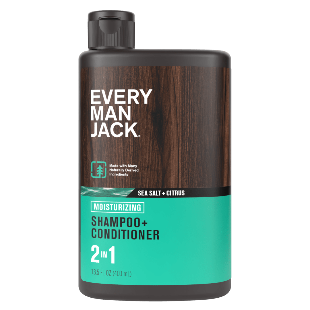 Every Man Jack Sea Salt + Citrus Daily 2-in-1 Shampoo and Conditioner for Men, Naturally Derived, 13.5 fl. oz