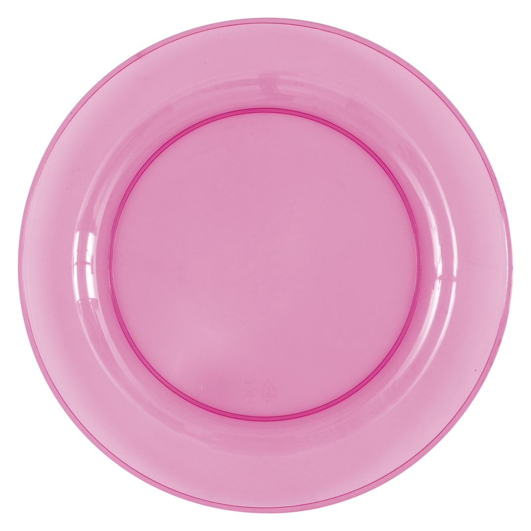 Pink Translucent Plastic Round 7" Dessert Plates, 4ct