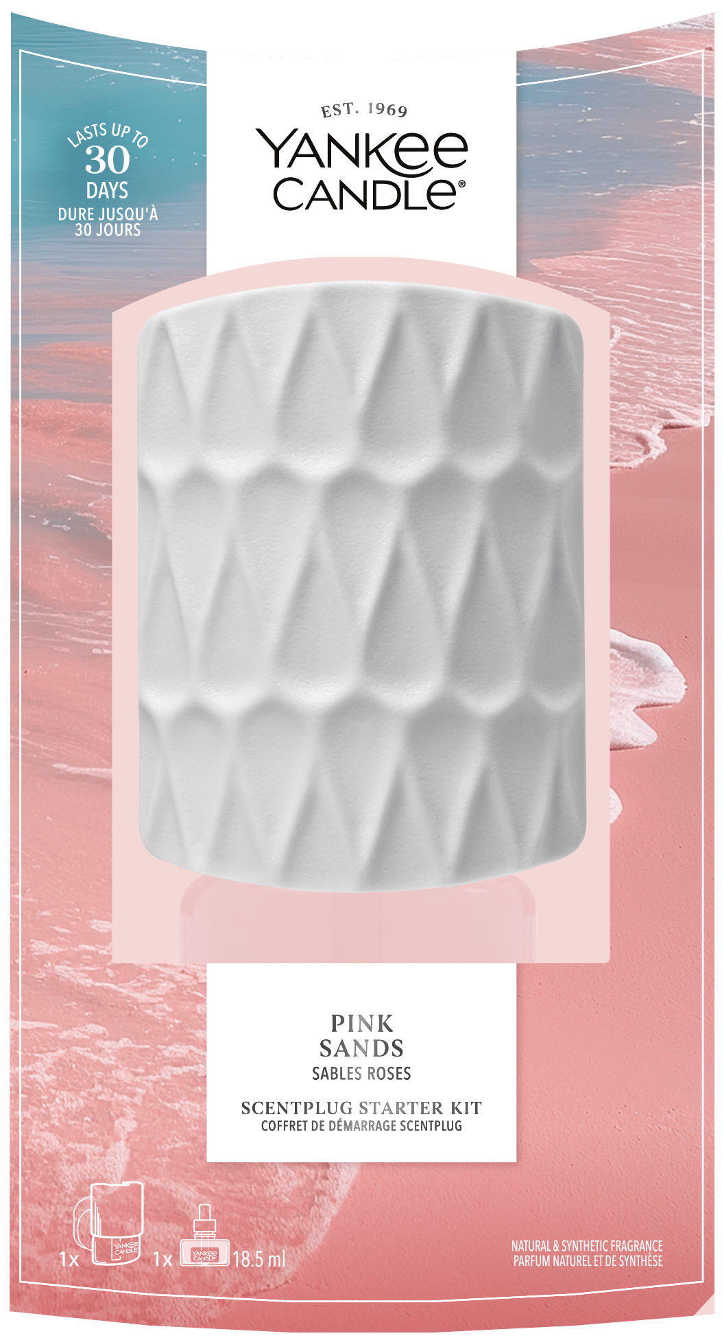 Yankee Candle Kit de inicio Scent Plug | Pink Sands | Incluye base enchufable y recambio | Fragancia para el hogar sin llama