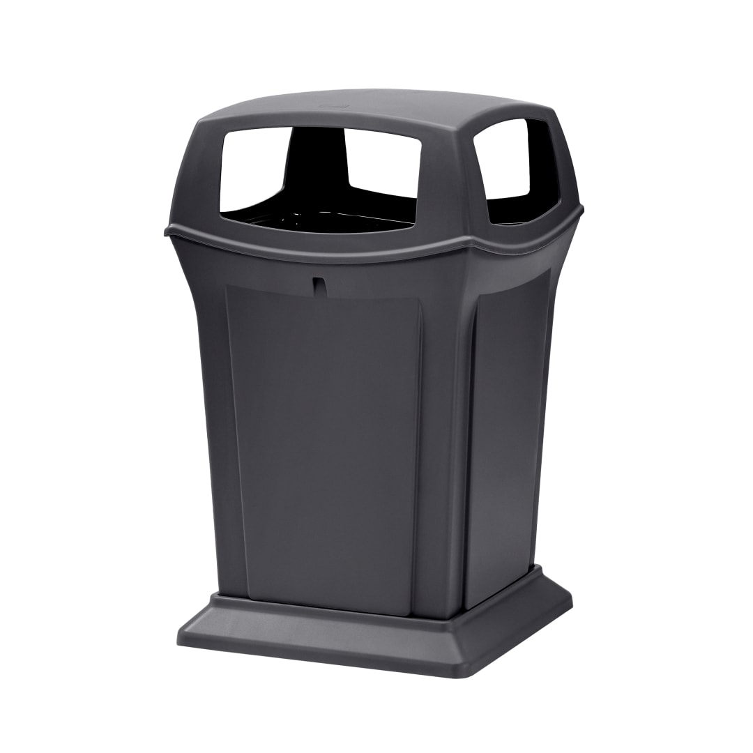 Rubbermaid Commercial Products Ranger 45-Gallon Trash Can with 4 Openings, Black