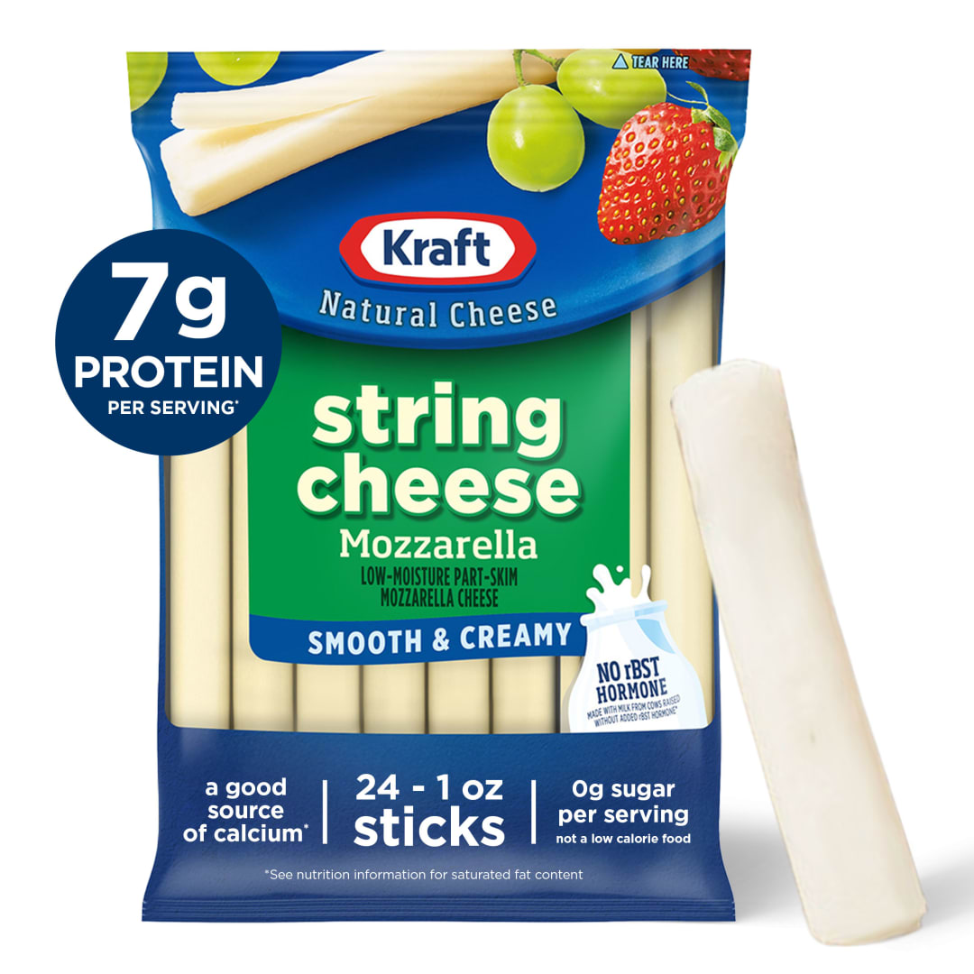 Kraft Natural Mozzarella String Cheese Snacks, 24 Count Sticks