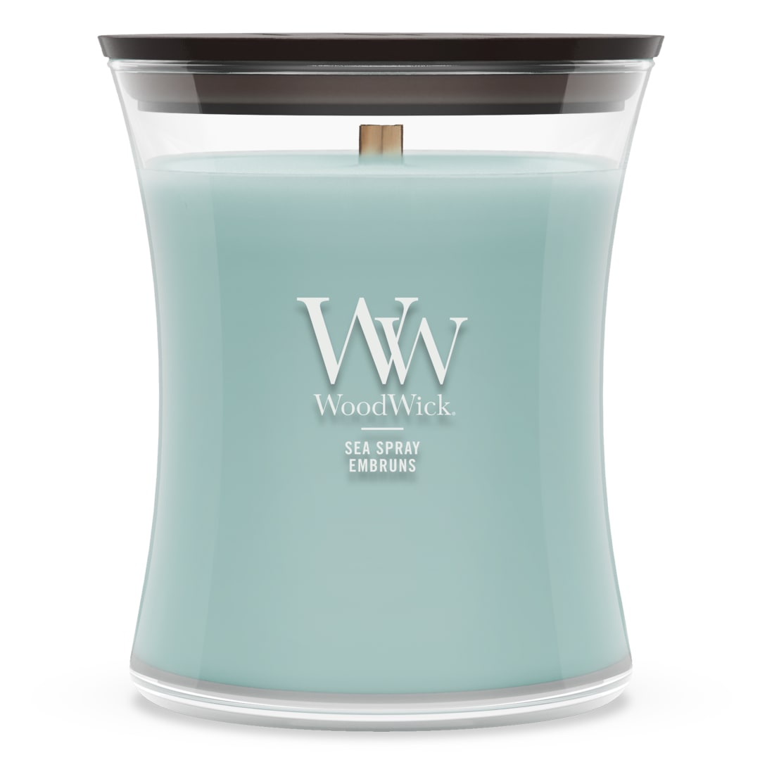 WoodWick Vela perfumada | Vela de tamaño mediano en forma de reloj de arena | Marine Drift | Regalos perfectos para mujeres