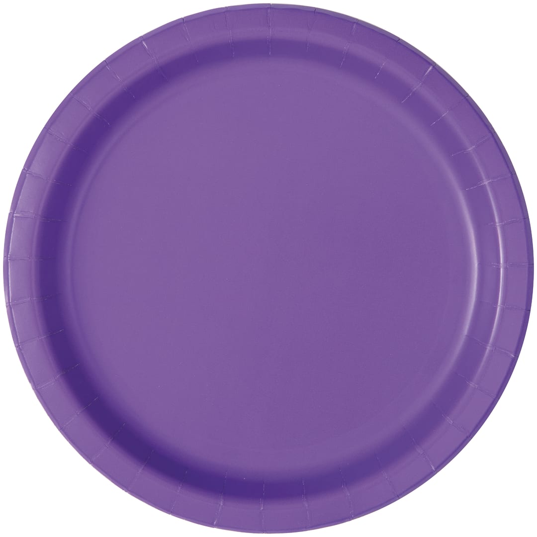 Neon Purple Solid Round 7" Dessert Plates, 50ct