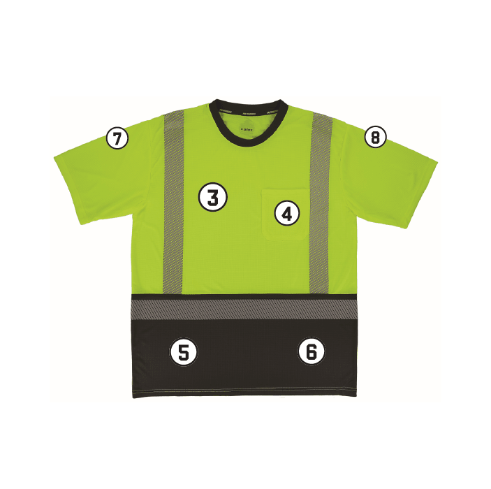 GloWear 8294BK Performance Hi-Vis T-Shirt - Type R, Class 2, Black Bottom