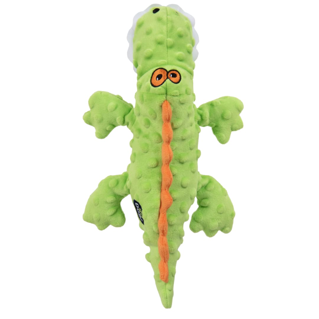 goDog Gators Squeaky Dog Toy, Plush with Chew Guard Technology, Green, Large