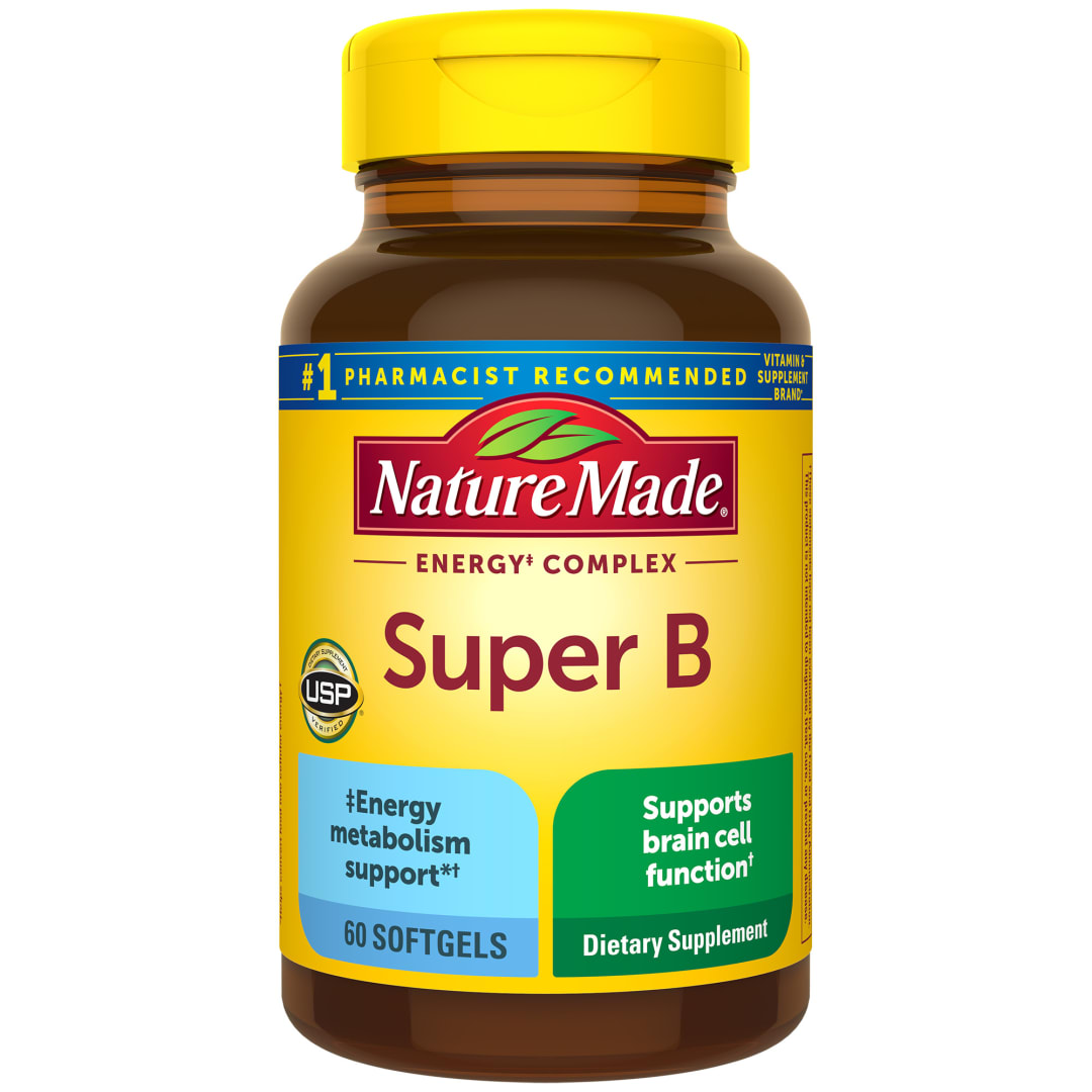 Nature Made Super B Energy Complex, Dietary Supplement for Brain Cell Function Support, 60 Softgels, 60 Day Supply