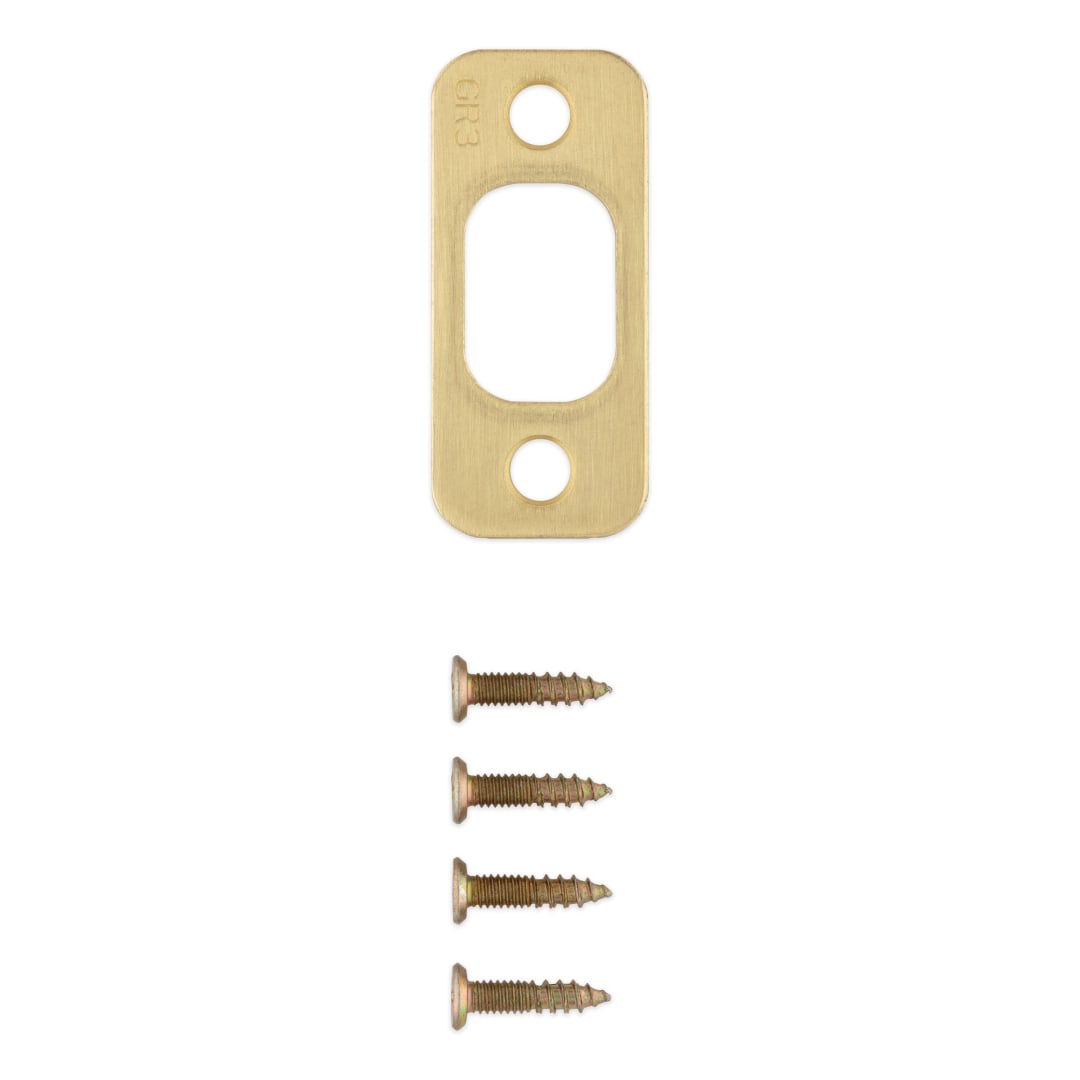 Deadbolt Round Corner Strike 1" x 2-1/4" for Satin Brass Finish