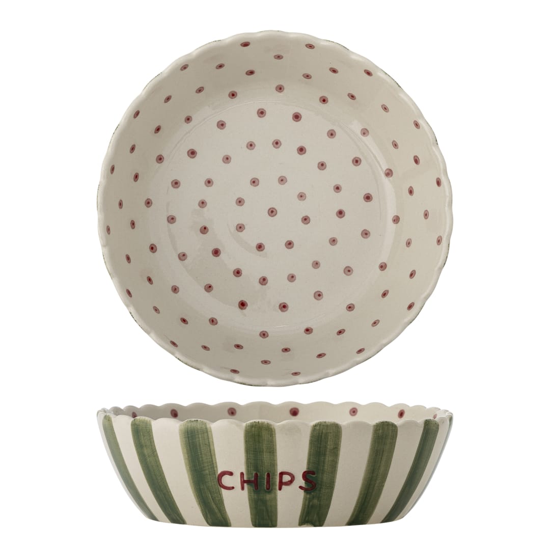 82069738 - Chip Bowl, Green, Stoneware STOCK: 0
