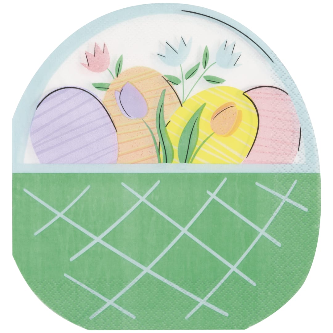 Pretty Easter Basket Shaped Luncheon Napkins, 16ct