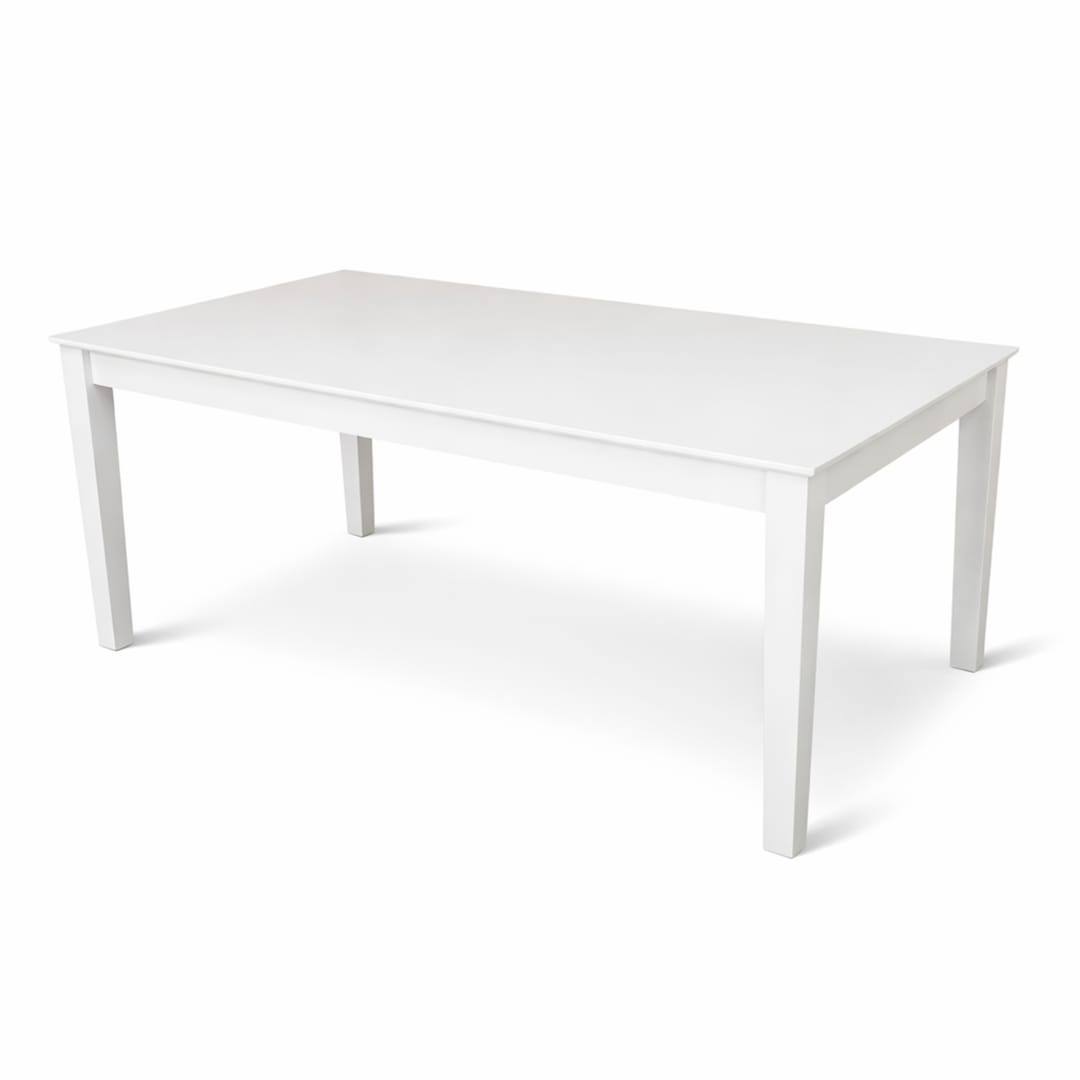 Modern 78.7 Inch Rectangular Dining Table, White Finish Solid Rubberwood
