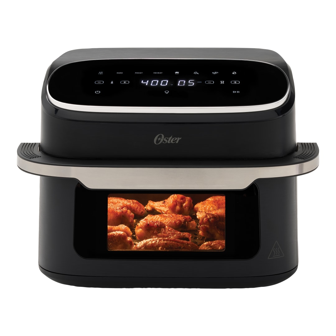 Oster UltraCrisp XL Air Fryer, 10.5 Qt One-Batch Capacity, Removable Divider for 2-in-1 Cooking, 5 Functions & 3 Presets, PFAS-Free Ceramic Nonstick, Dishwasher-Safe, Black