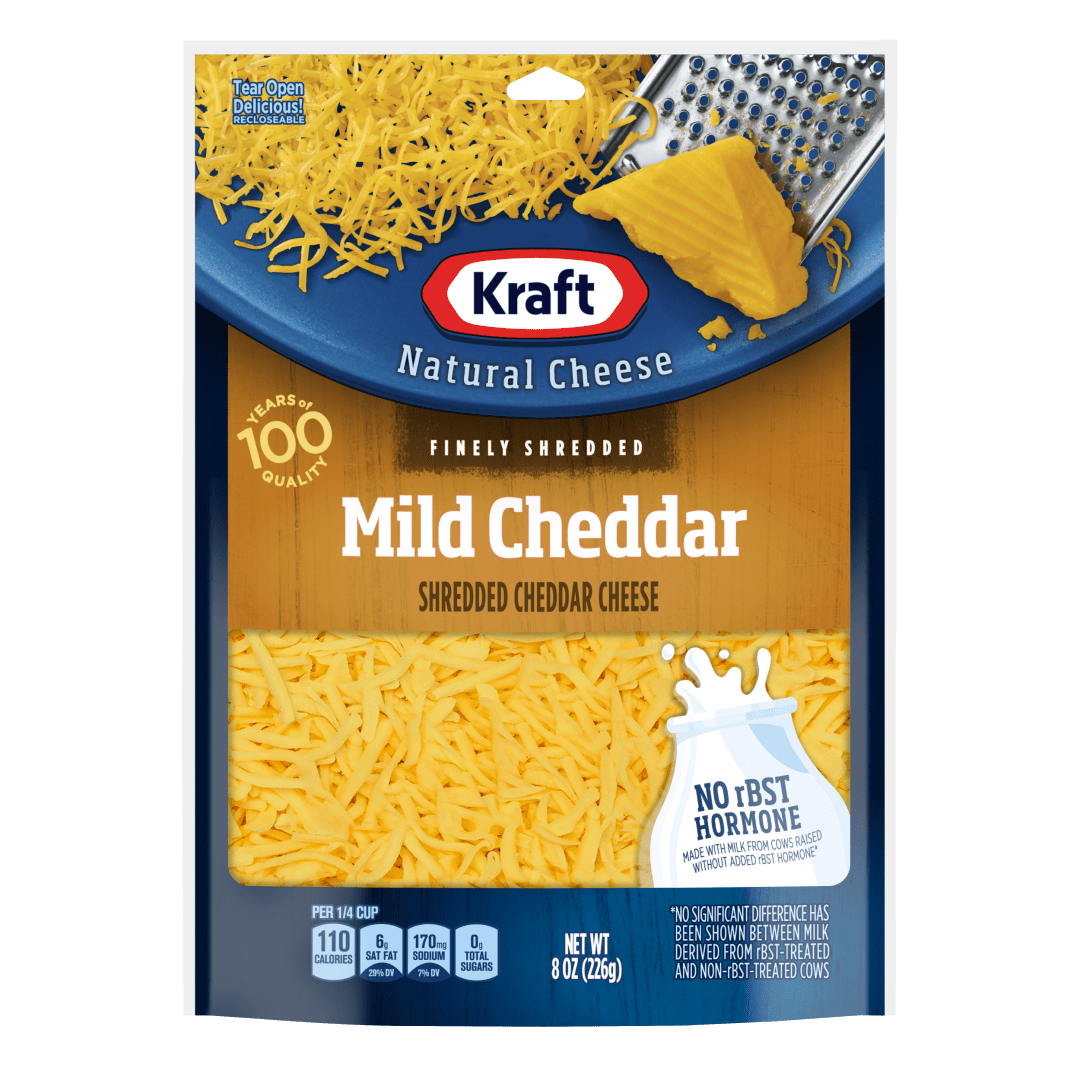 Kraft Natural Mild Cheddar Finely Shredded Cheese, 8 oz Bag