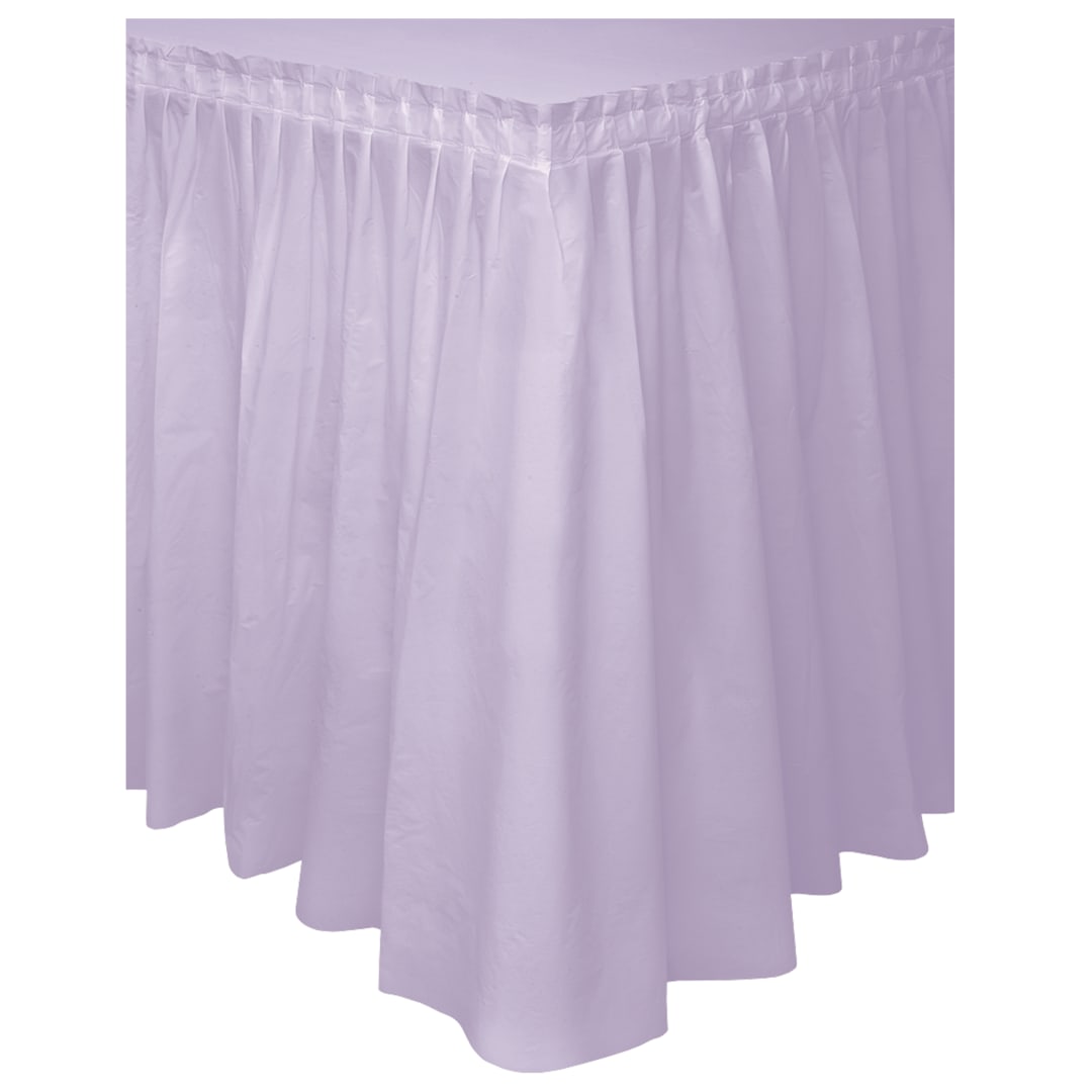 Lavender Solid Plastic Table Skirt, 29" x 21 ft