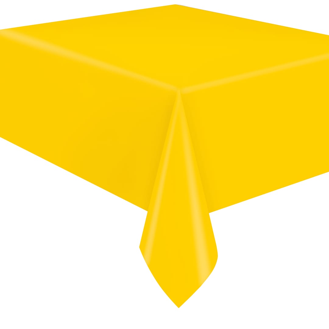 Sunshine Yellow Solid Rectangular Plastic Table Cover, 54" x 108"