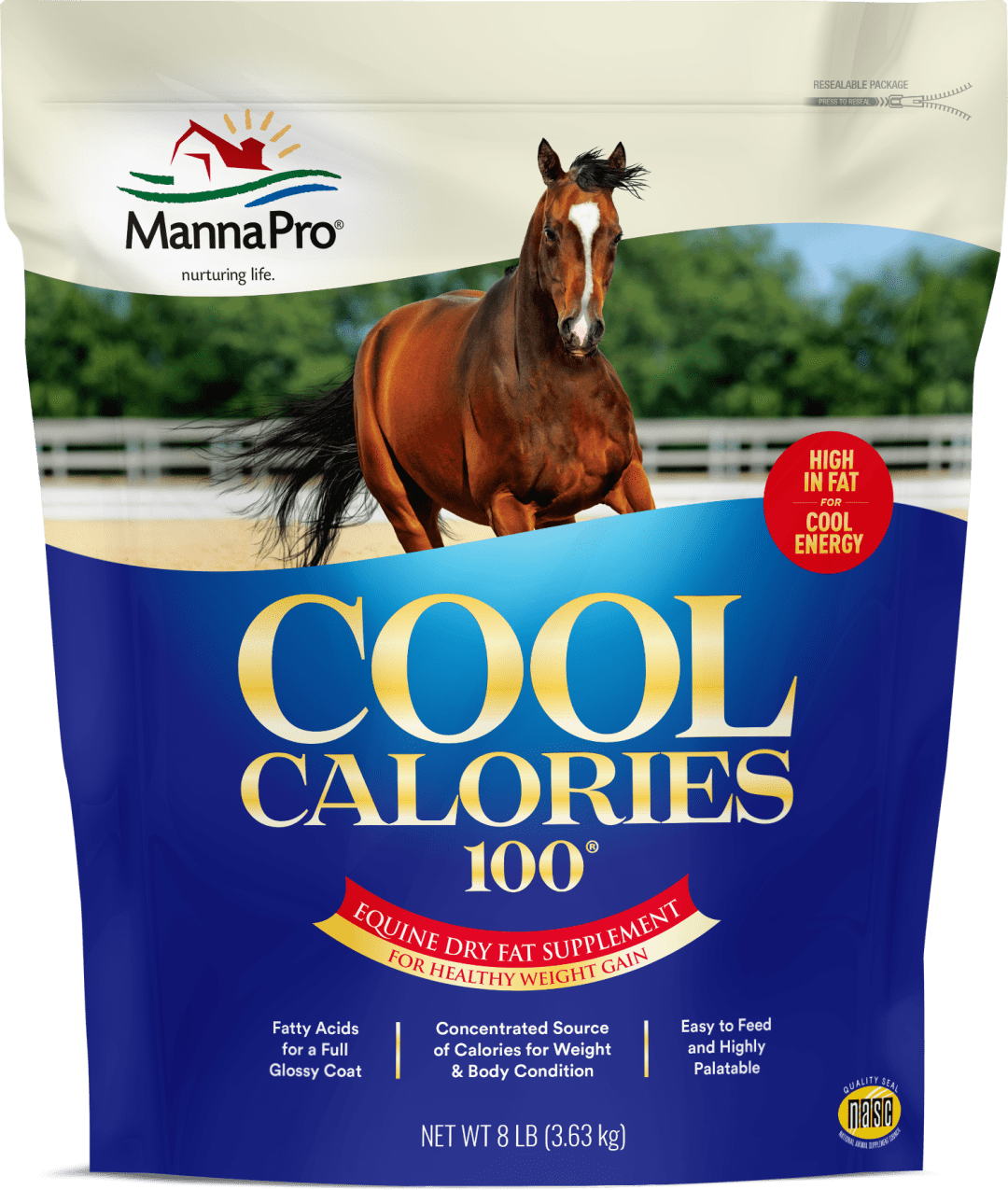 Manna Pro Cool Calories 100 - Equine Dry Fat Supplement for Healthy Weight Gain - 8 Pounds