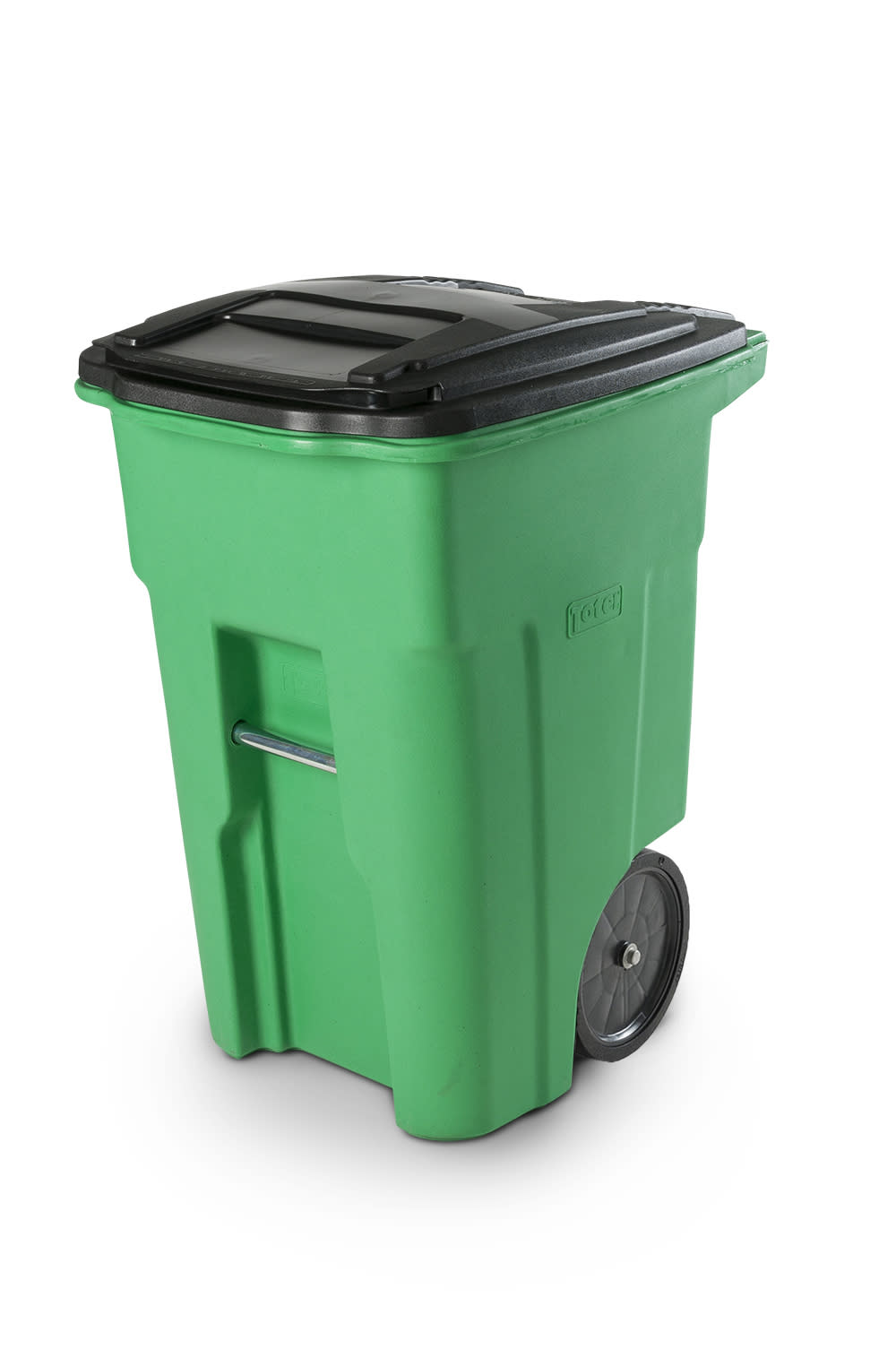 48 Gal. Lime Green Organics Trash Can with Two Wheels and Black Lid