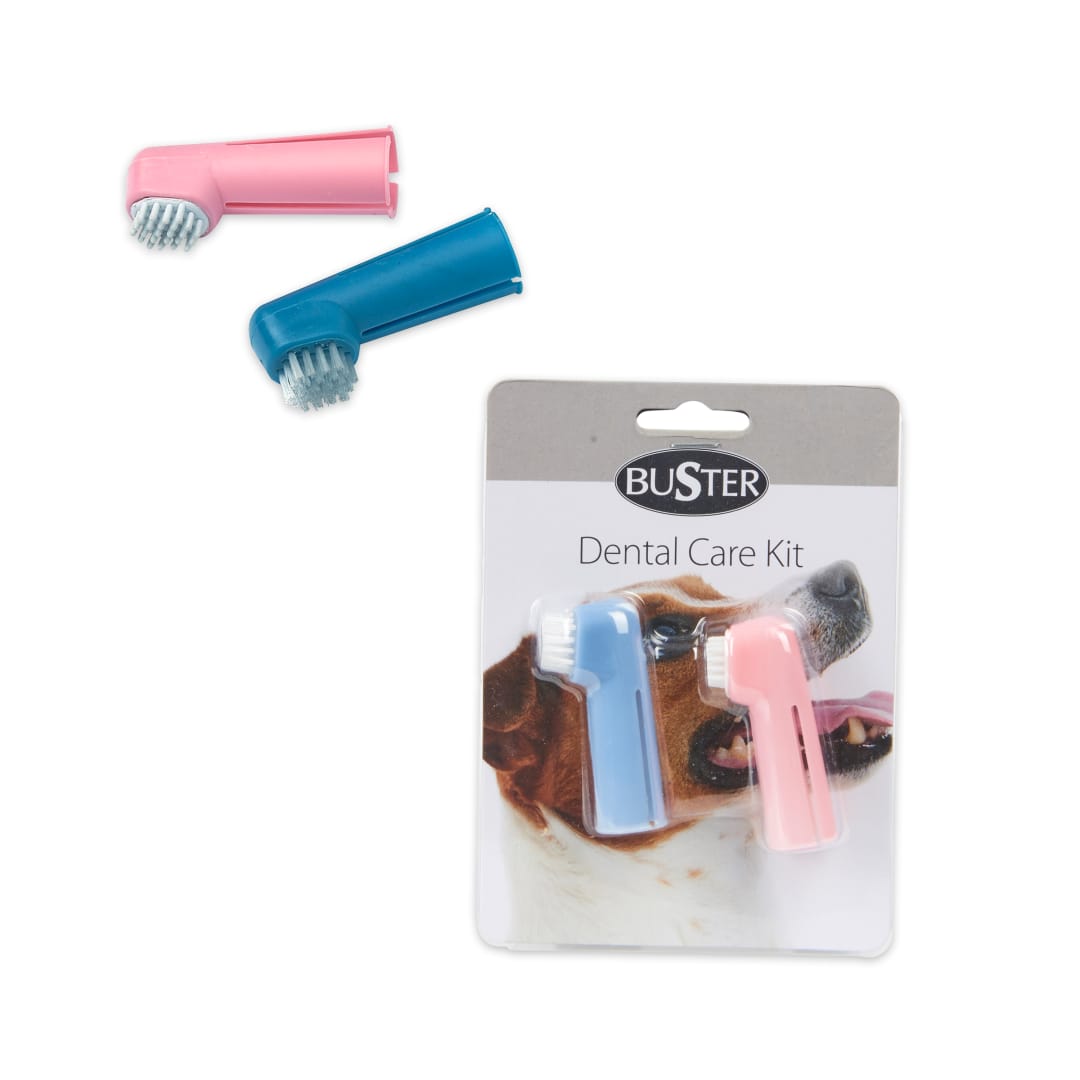 BUSTER Dental Care Dog Toothbrush Kit, Blue/Pink