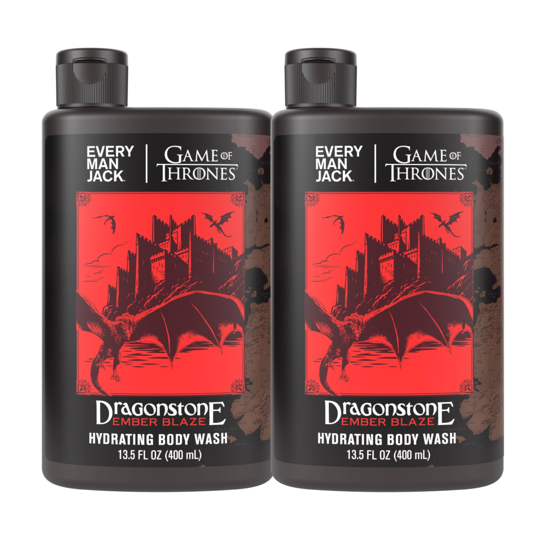 Every Man Jack Game of Thrones Collectors Body Wash - Clean Ingredients - Dragonstone - Ember Blaze Scent - 13.5 oz (Pack of 2)