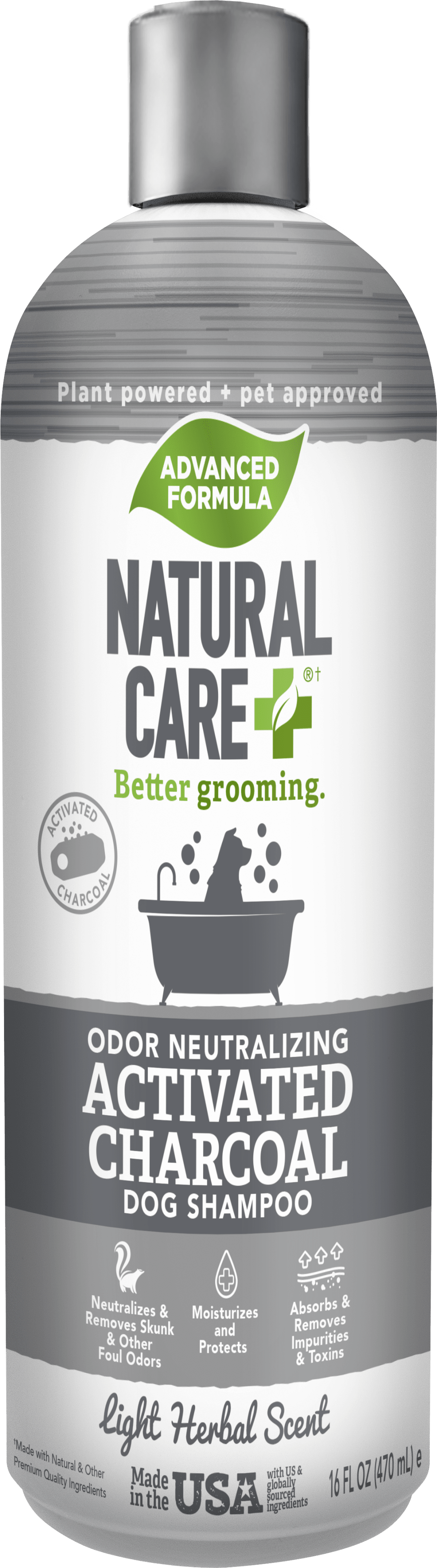 Natural Care Odor Neutralizing Activated Charcoal Shampoo for Dogs - Advanced Formula - Odor Eliminating - Neutralize Skunk Odors - Removes Impurities with Activated Charcoal - 16 Ounces