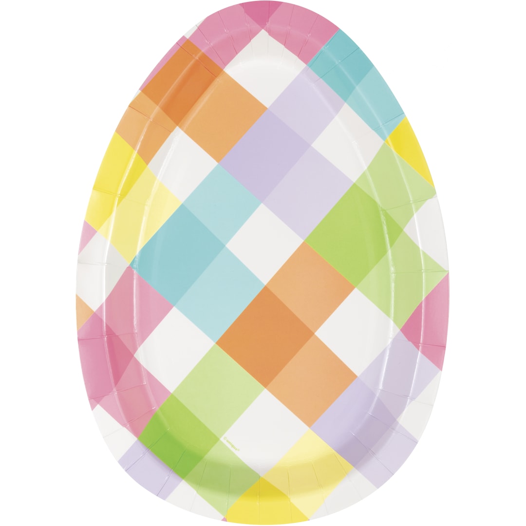 Eggcellent Easter Egg Shaped 12" x 8.5" Plates, 8ct