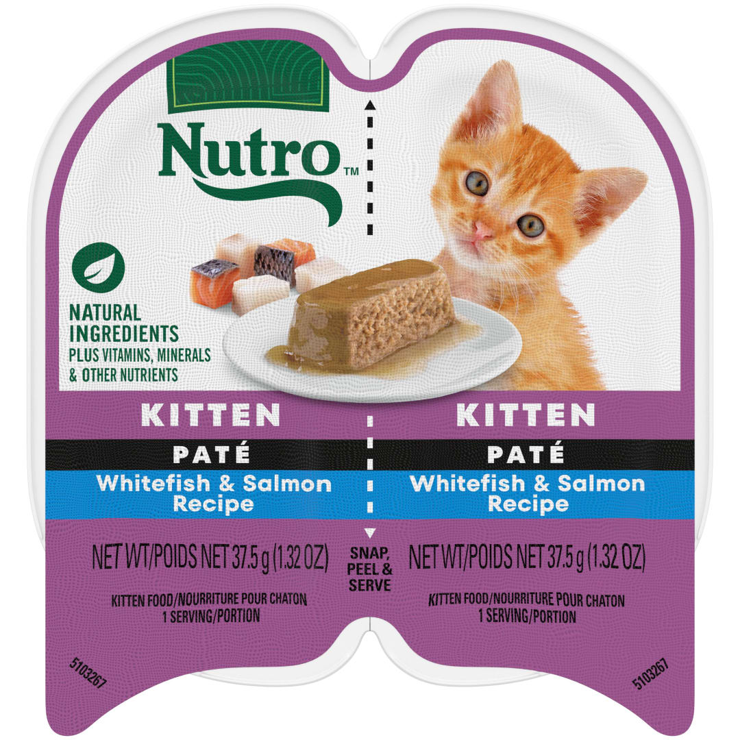 Nutro Perfect Portions Kitten Food Whitefish and Salmon Recipe, 2.6 oz. Twin-Pack Trays, 24 Count